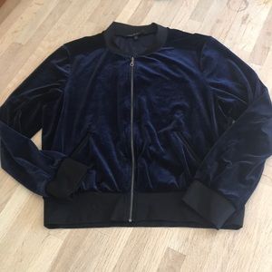 Supply and Demand metallic blue bomber jacket. L